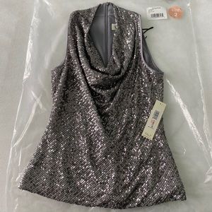 New Eliza J Nordstrom Cowl Neck Sequin Top Size 2